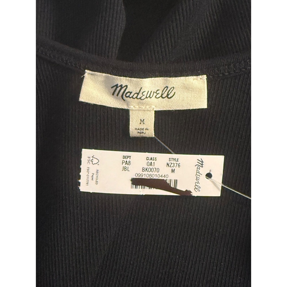 Madewell The 9-9 Cami in LuxeRib Jet Black Tank Top NZ376 Women's Medium NEW - Picture 8 of 8